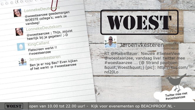 Twitter mee met #woestaanzee en het SenseView scherm reageert direct